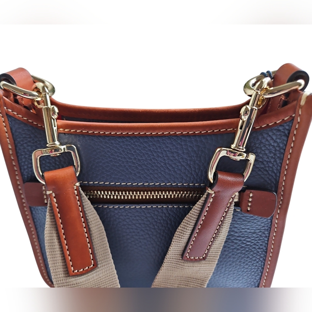 Dooney & Bourke Pebble Grain Small Messenger w/Guitar Strap Blue NWT - Picture 5 of 11